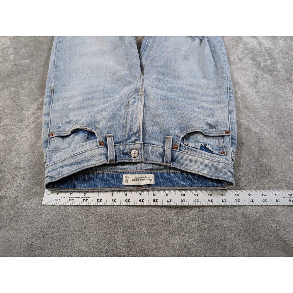 Abercrombie & Fitch Boyfriend Jeans Womens 25/0 Mid Rise Distressed Raw Hem Blue - Picture 9 of 12